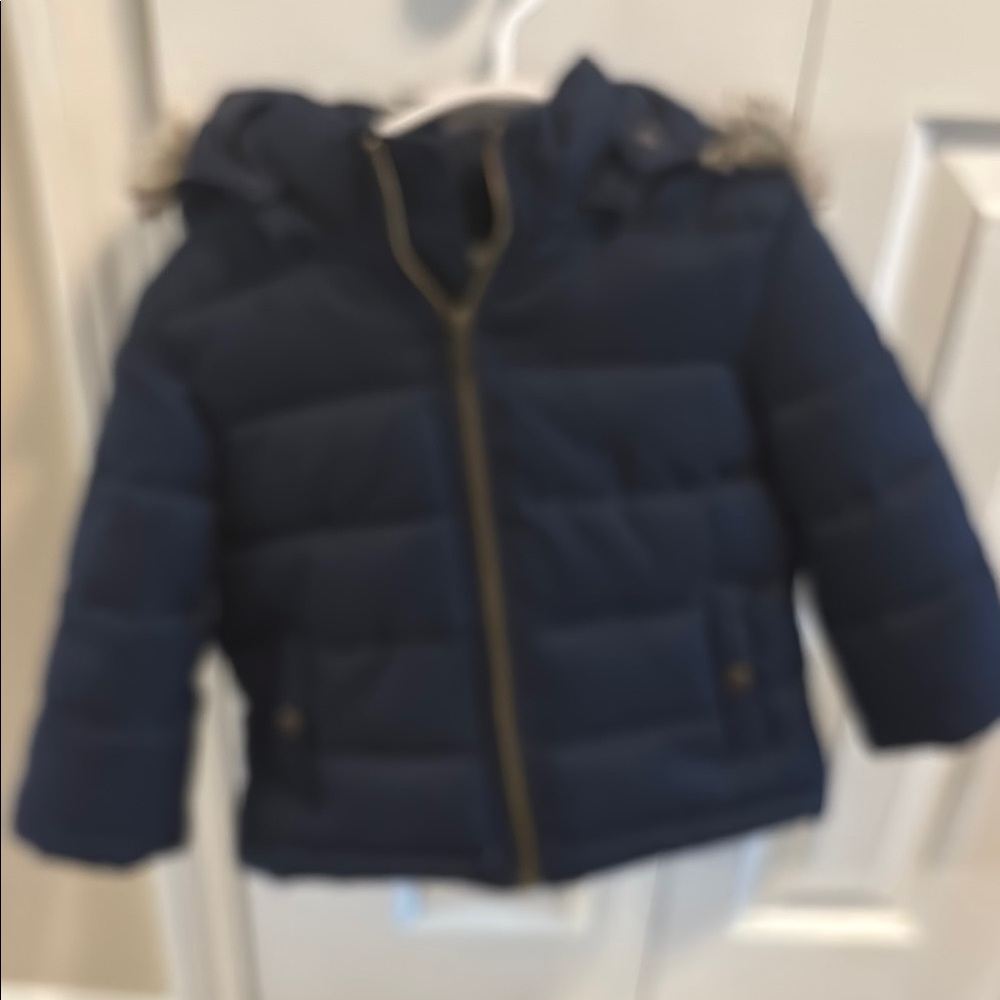 Janie and Jack Navy Jacket with Fur Hood